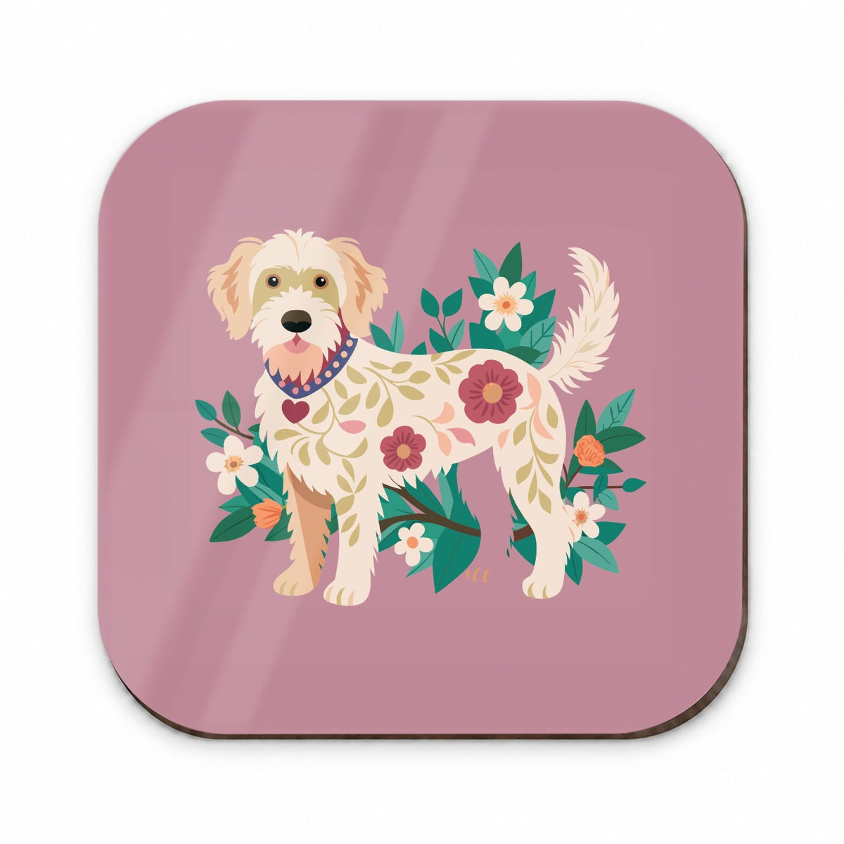 Labradoodle Floral Motif Standing Dog Fridge Magnet