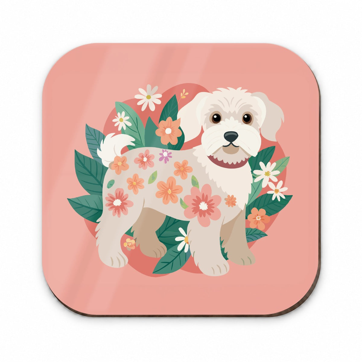 Schnoodle Floral Motif Cute Dog Fridge Magnet