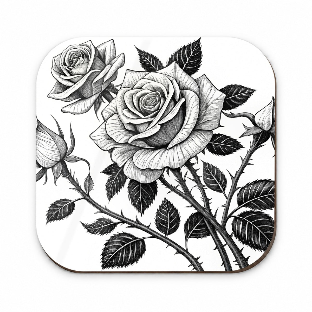 Black White Roses Fridge Magnet