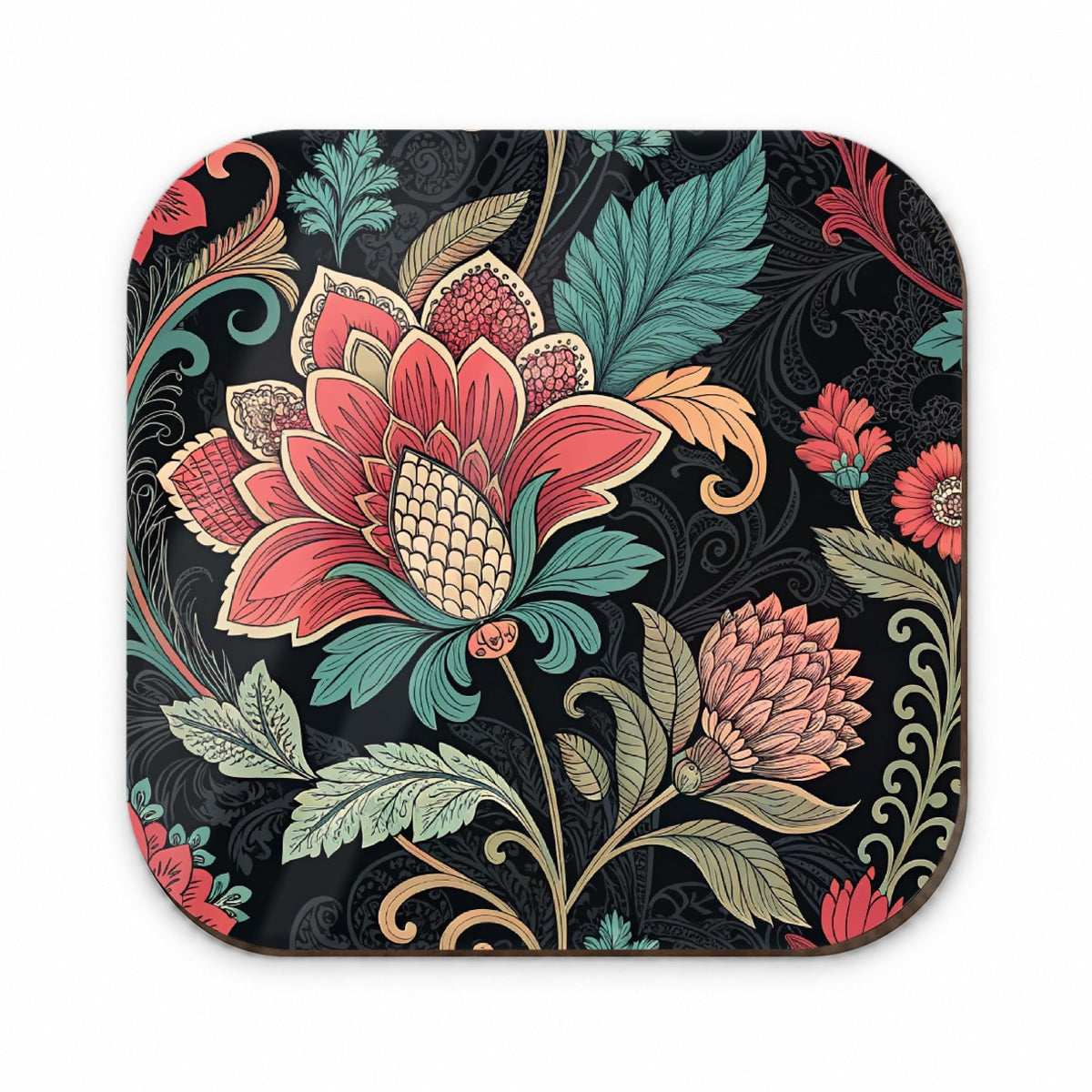Damask Pretty On Black Fridge Magnet