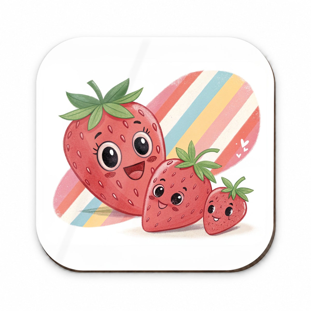 Kawaii Strawberries Diagonal Stripes Fridge Magnet