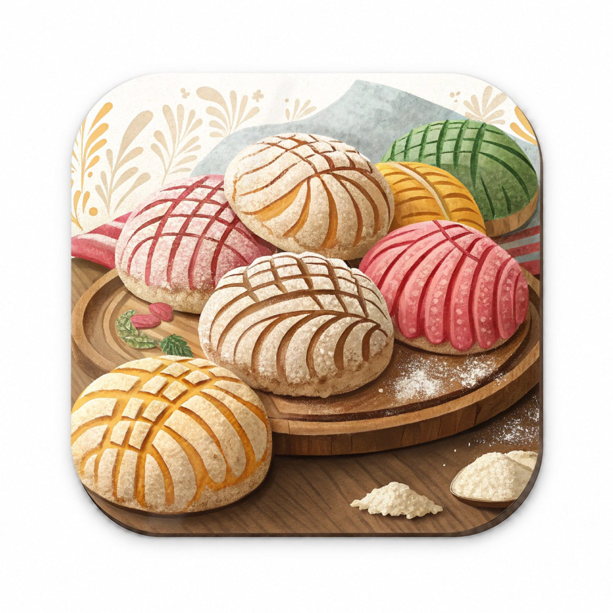Scattered Conchas Pastry Mexican Sweet Breads Fridge Magnet