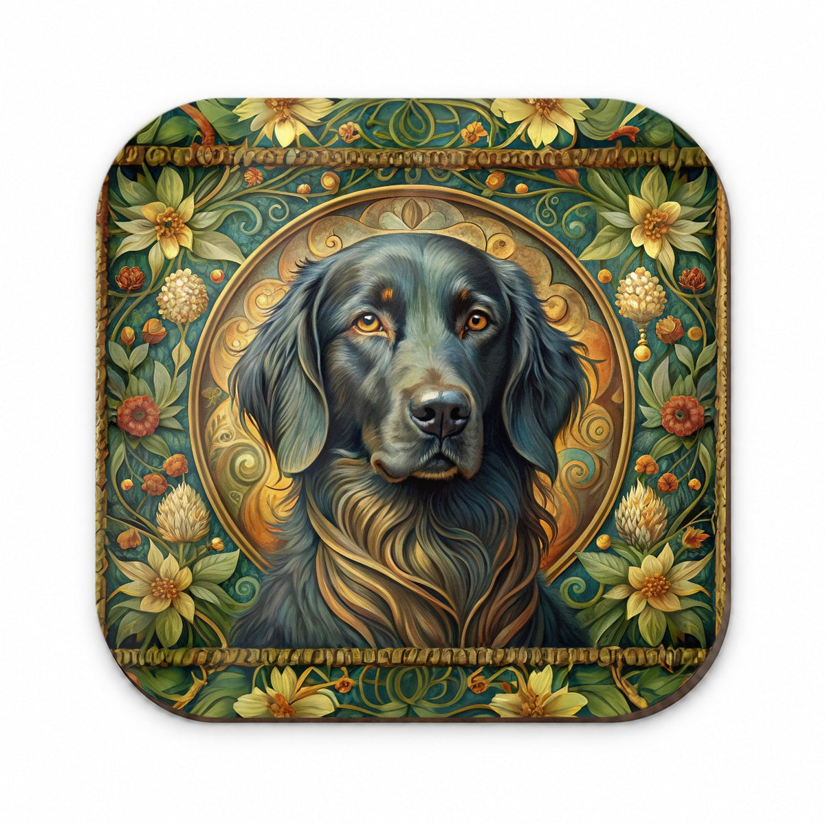 Flat Coated Retriever Dog Art Nouveau Fridge Magnet