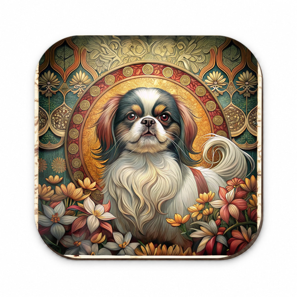 Japanese Chin Dog Art Nouveau Fridge Magnet