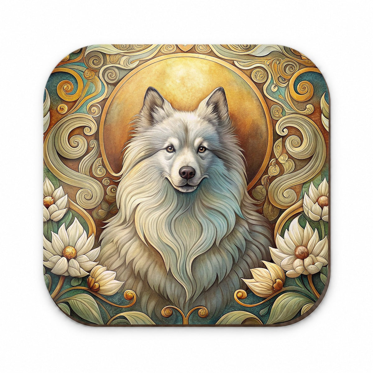 Keeshond Dog Art Nouveau Fridge Magnet
