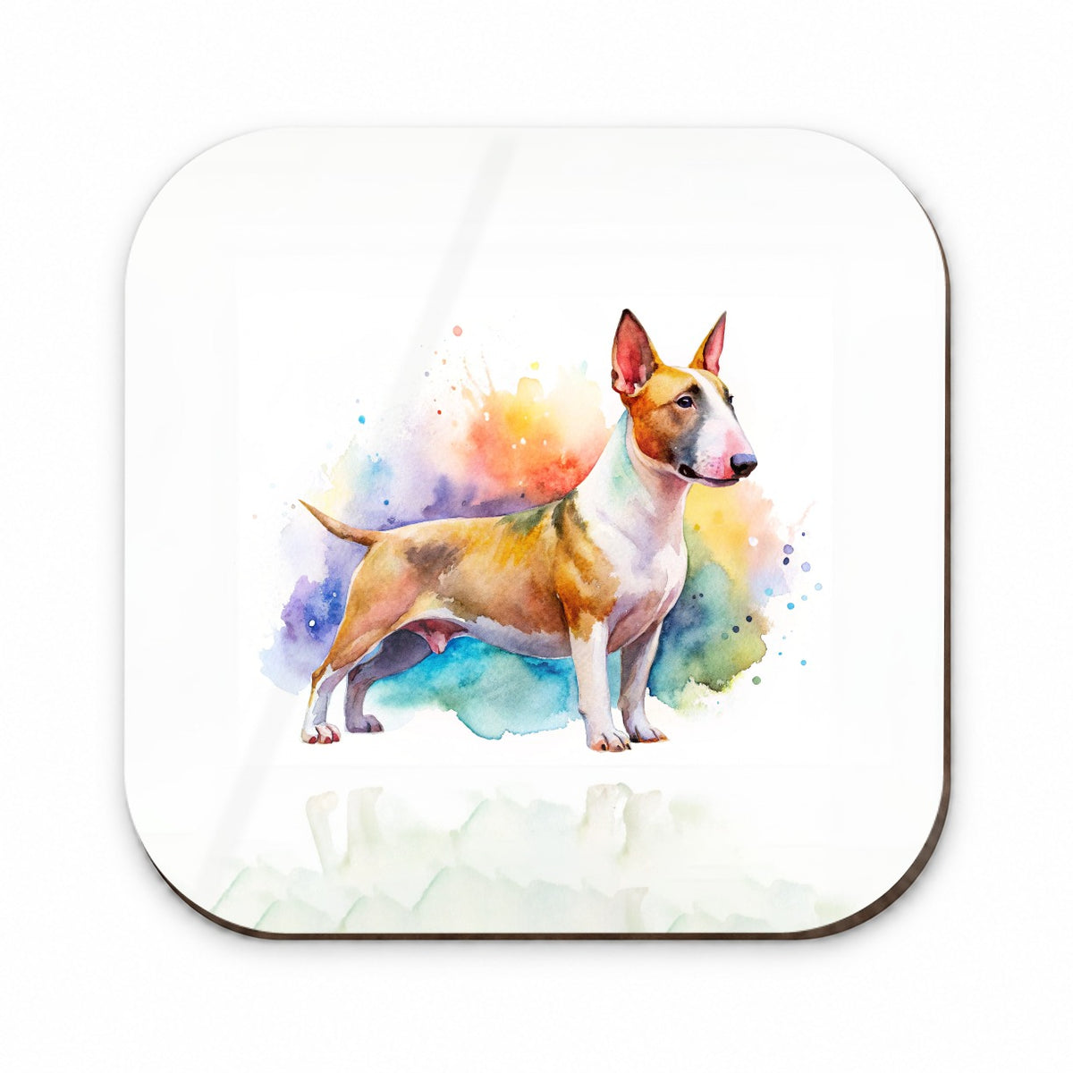 Miniature Bull Terrier Dog Watercolor Style Fridge Magnet