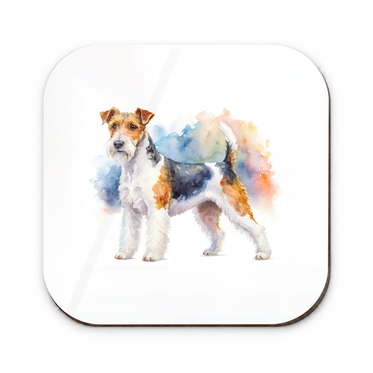 Wire Fox Terrier Dog Watercolor Style Fridge Magnet