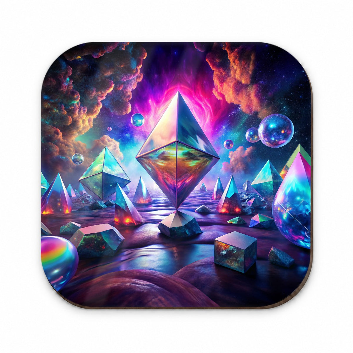 Psychedelic Crystals and Prisms Vibrant Colors Fridge Magnet