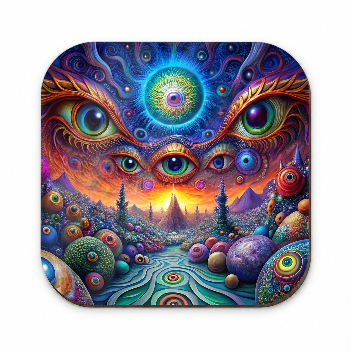 Psychedelic Lots of Eyes Vibrant Colors Fridge Magnet