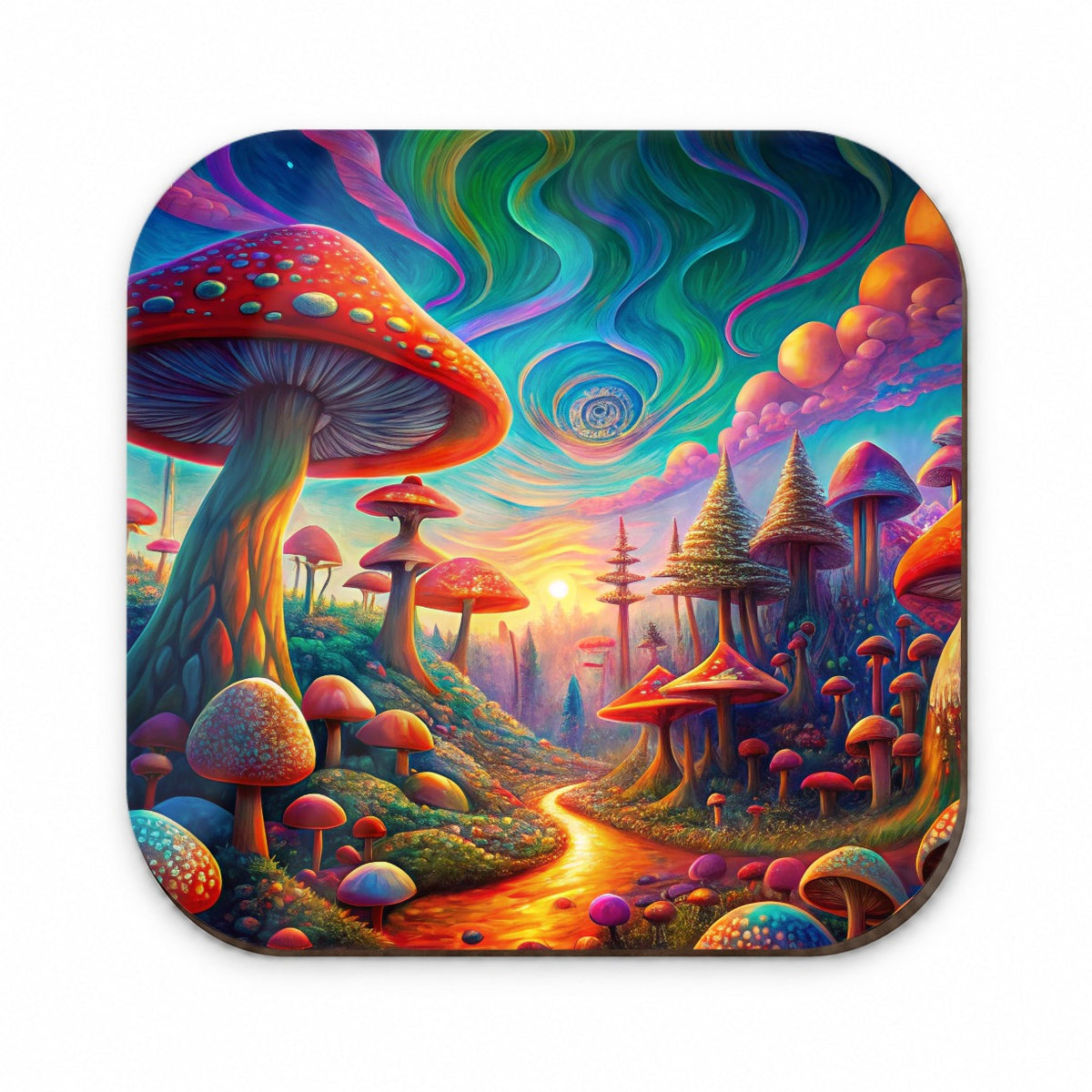 Psychedelic Lots of Mushrooms Vibrant Colors Fridge Magnet