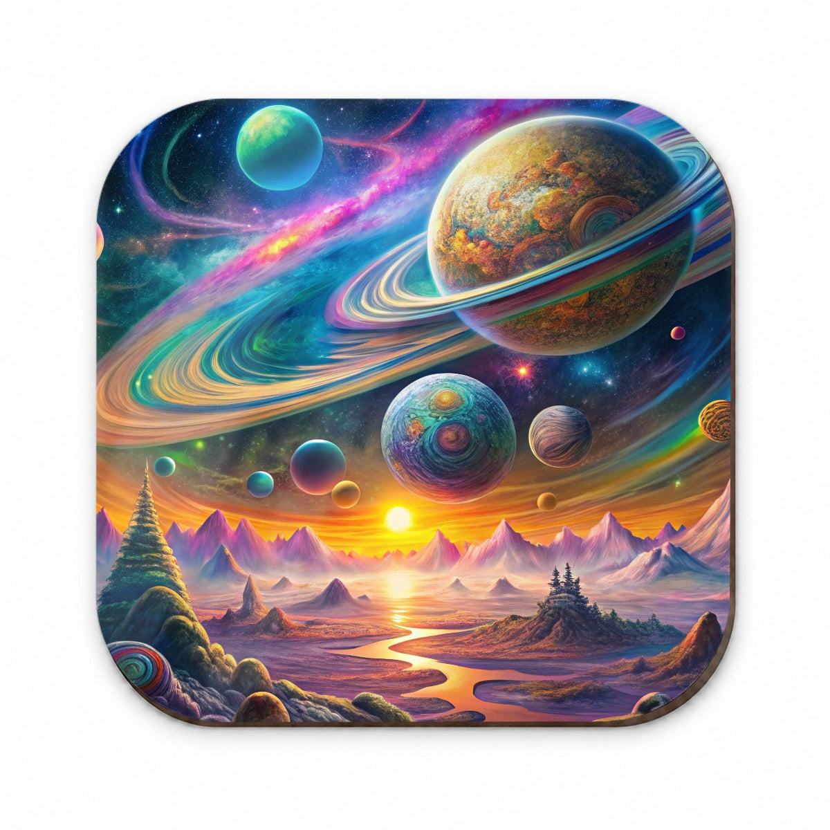 Psychedelic Solar System Space Design Fridge Magnet