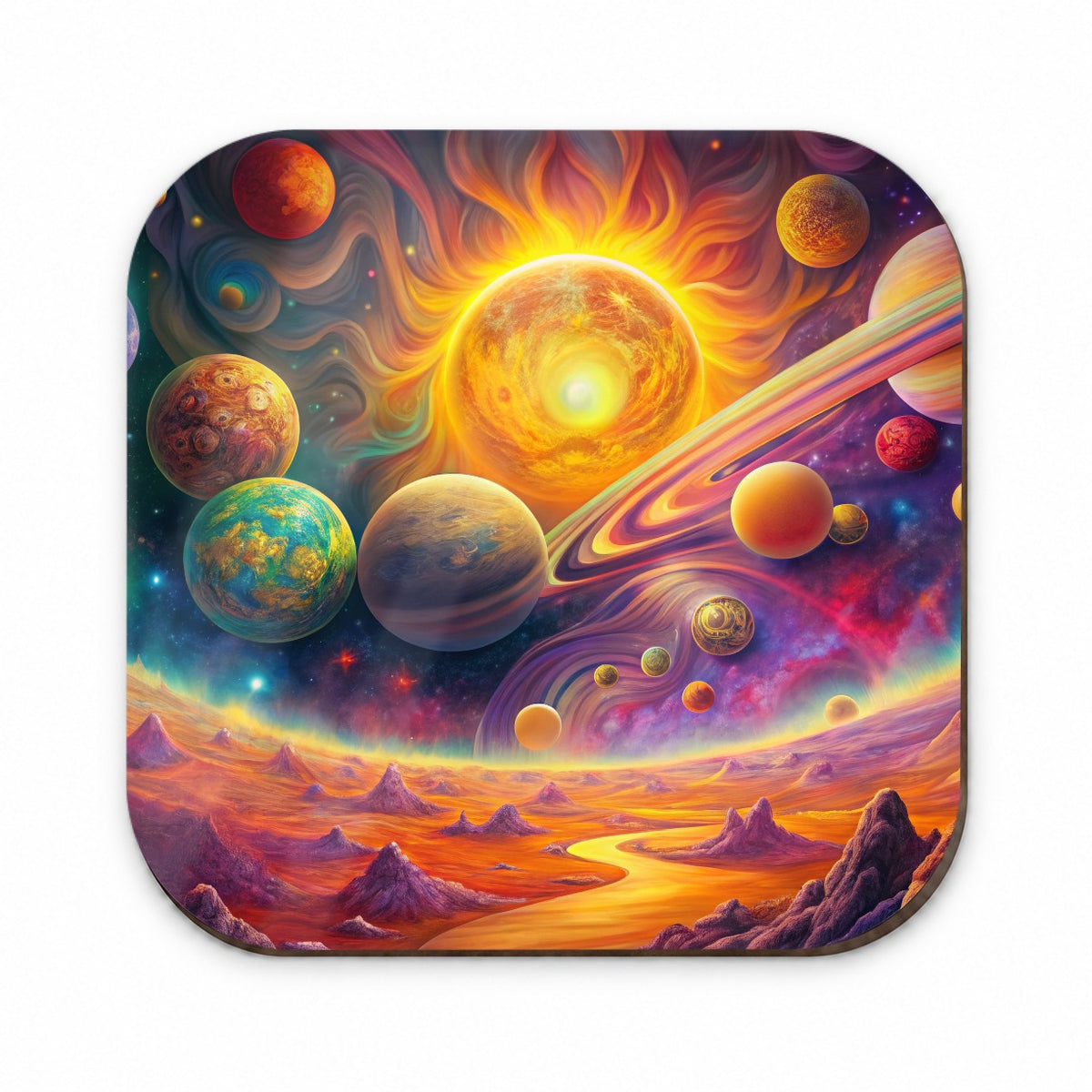 Psychedelic Sun And Planets Solar System Fridge Magnet