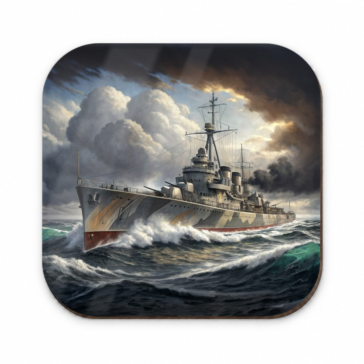 WWII Destroyer at Sea Fridge Magnet