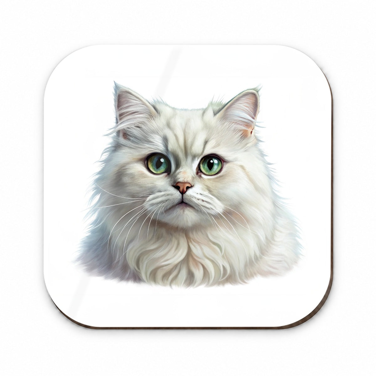 British Longhair White Cat Illustration Fridge Magnet