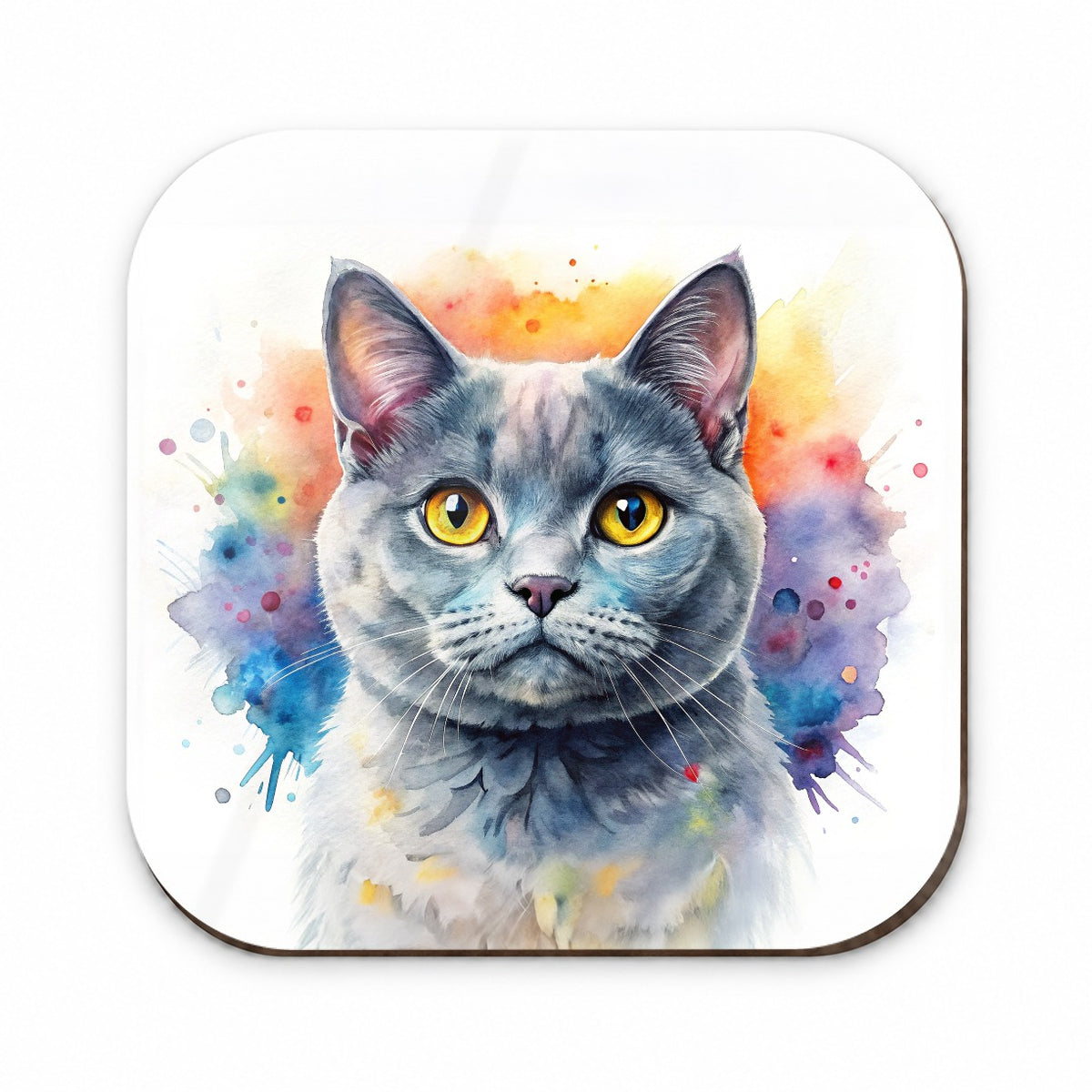 British Shorthair Gray Cat Watercolor Style Fridge Magnet