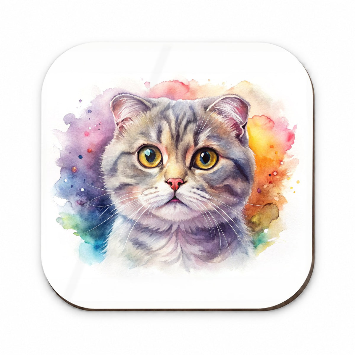 Scottish Fold Cat Watercolor Style Fridge Magnet