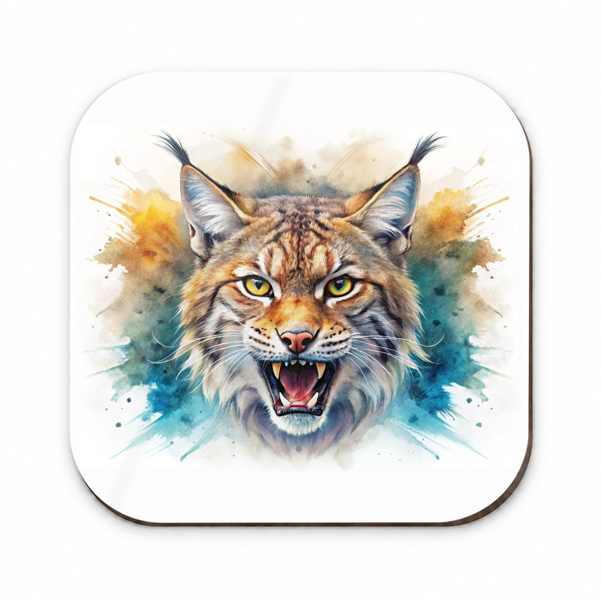 Angry Bobcat Watercolor Design Fridge Magnet