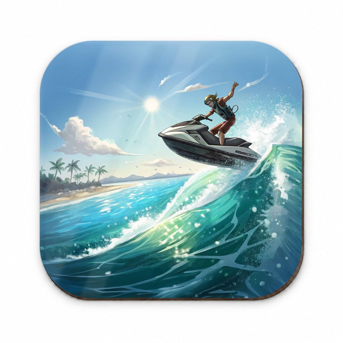 Jet Ski Skiing at Tropical Beach Fridge Magnet