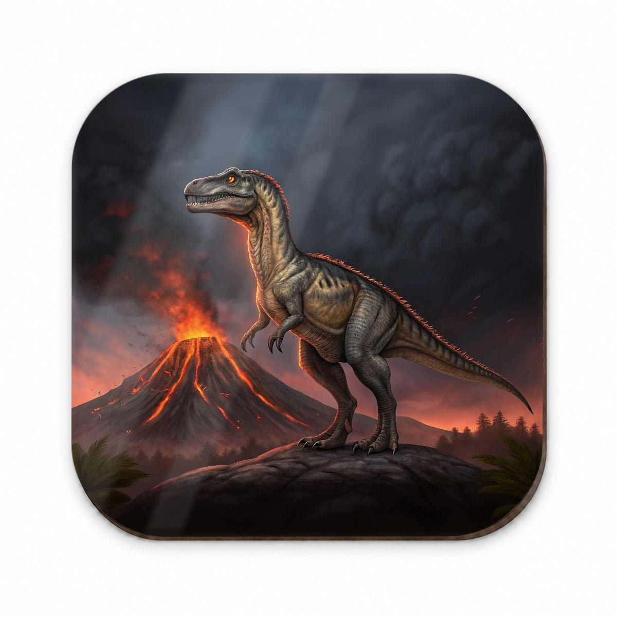 Allosaurus Volcano Dinosaur Fridge Magnet