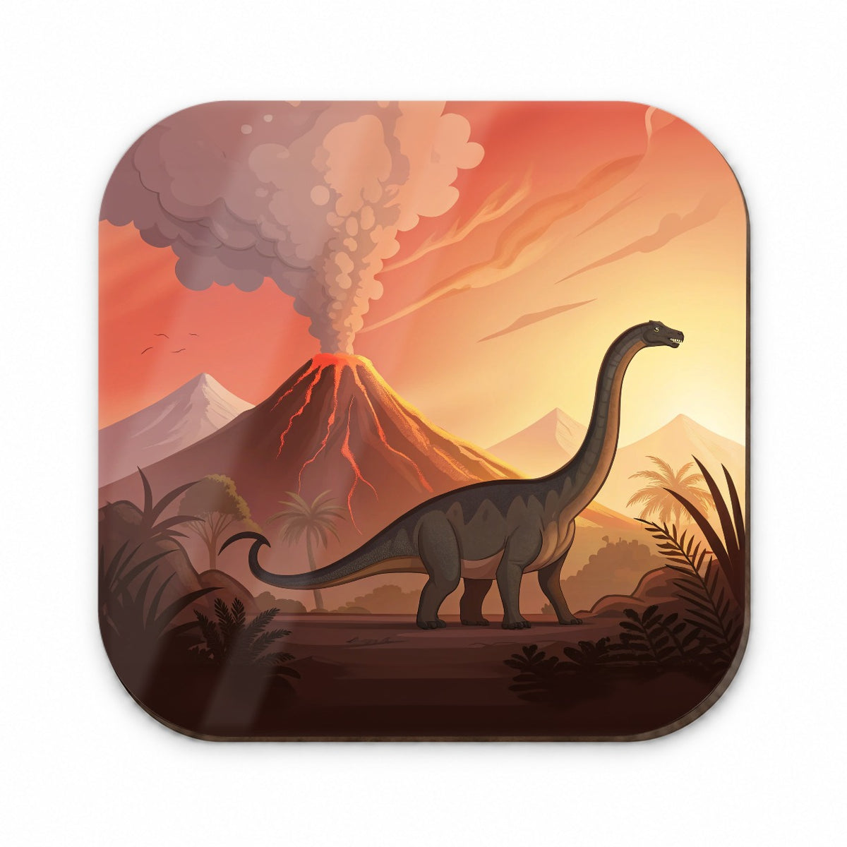 Apatosaurus Volcano Fridge Magnet