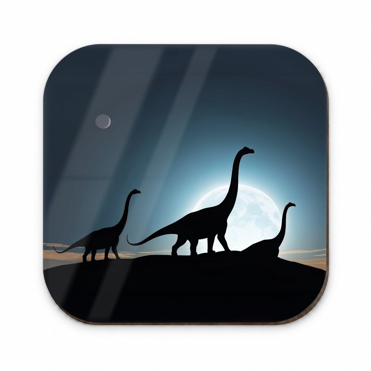 Brontosaurus Silhouettes Dinosaurs Night Sky Fridge Magnet