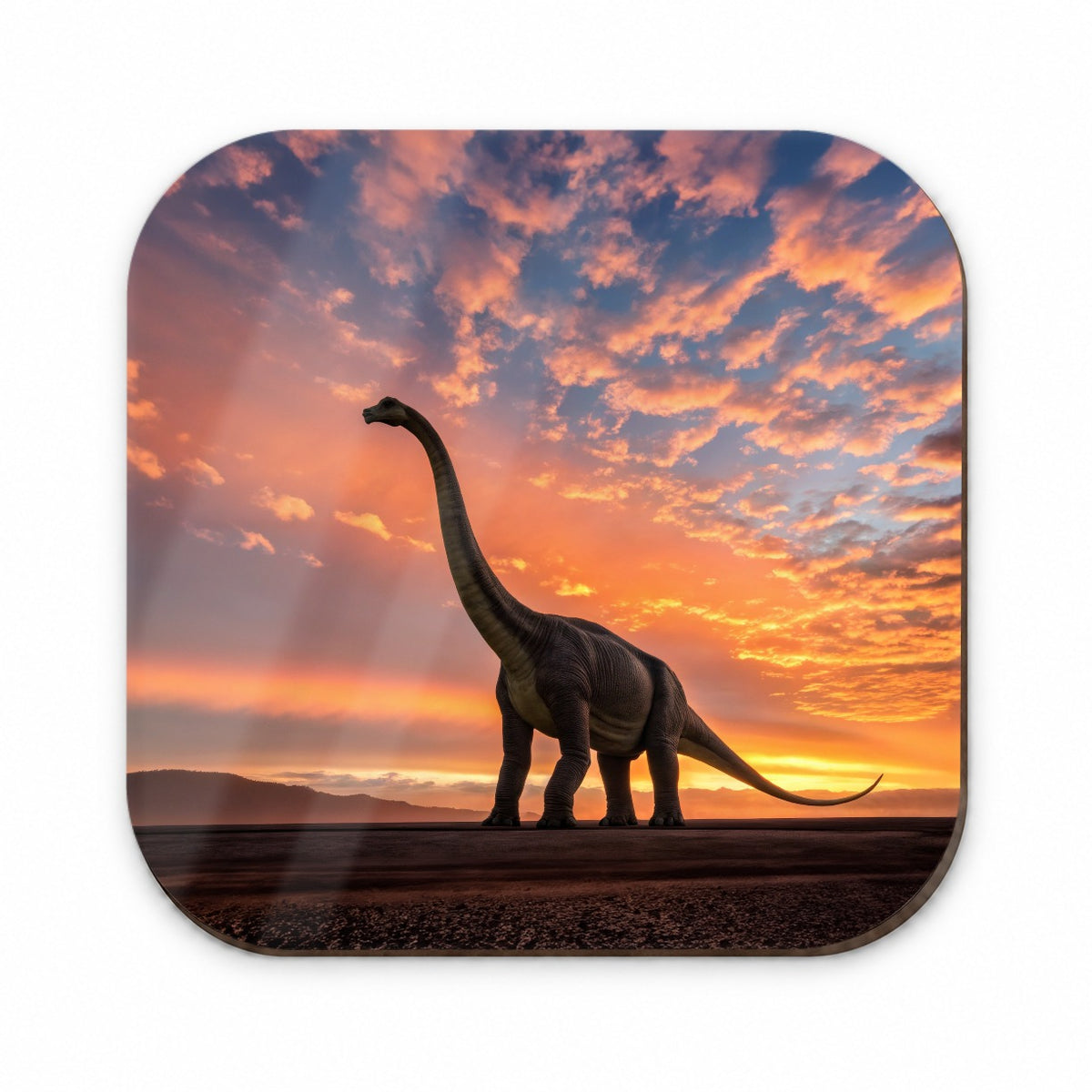 Brontosaurus Sunset Dinosaur Fridge Magnet