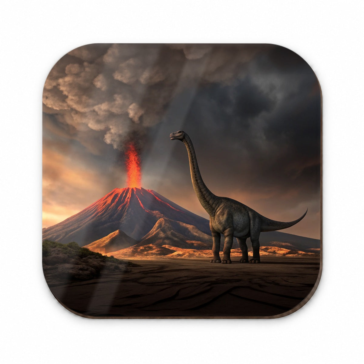 Brontosaurus Volcano Dinosaur Fridge Magnet