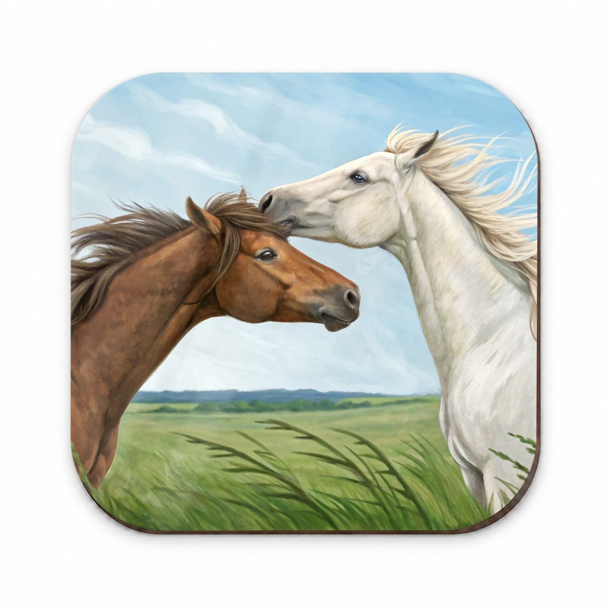 Brown White Horses Love Fridge Magnet