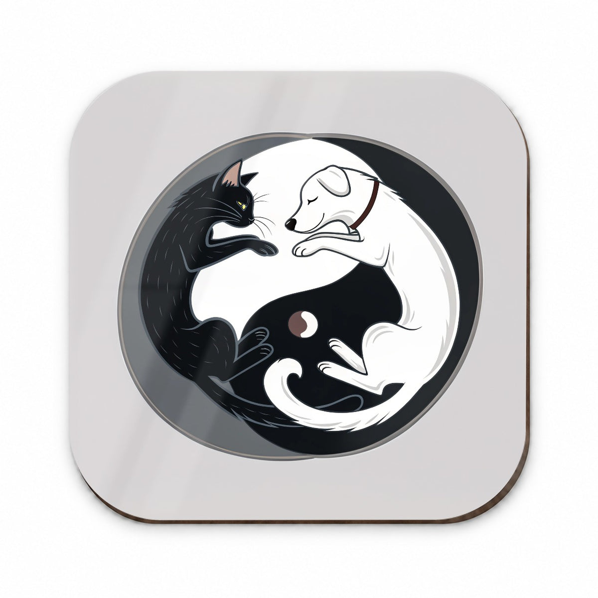 Cat Dog Black White Swirling Yin Yang Fridge Magnet