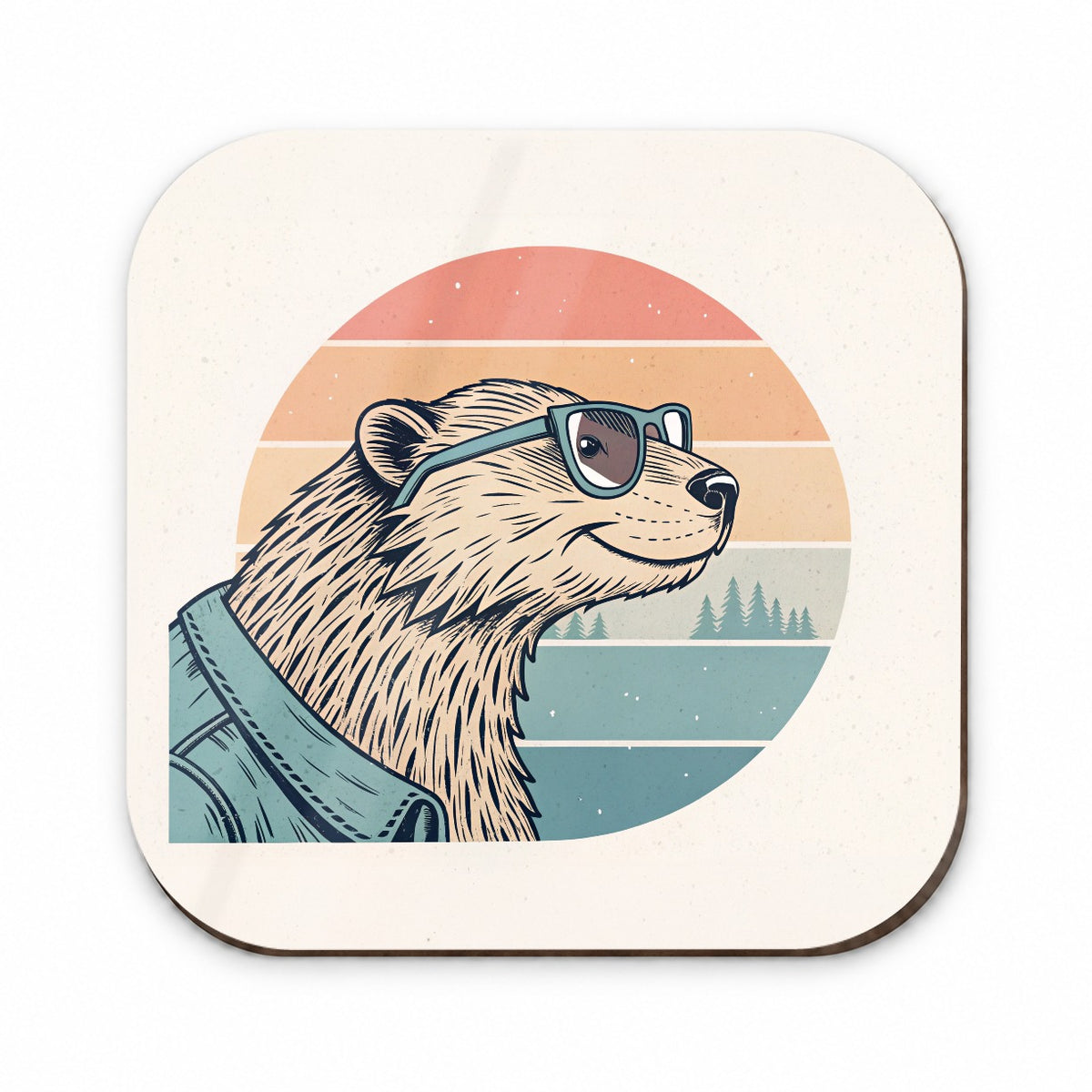 Cool Beaver Wearing Glasses Retro Illustration Fridge Magnet