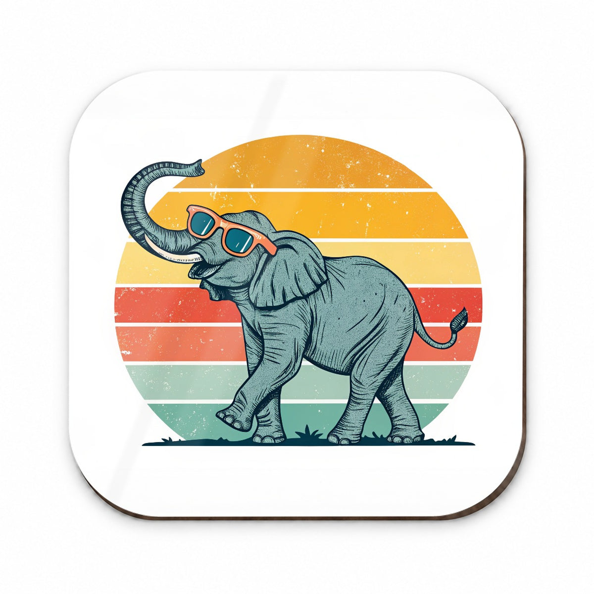 Cool Elephant Wearing Sunglasses Retro Illustration Fridge Magnet