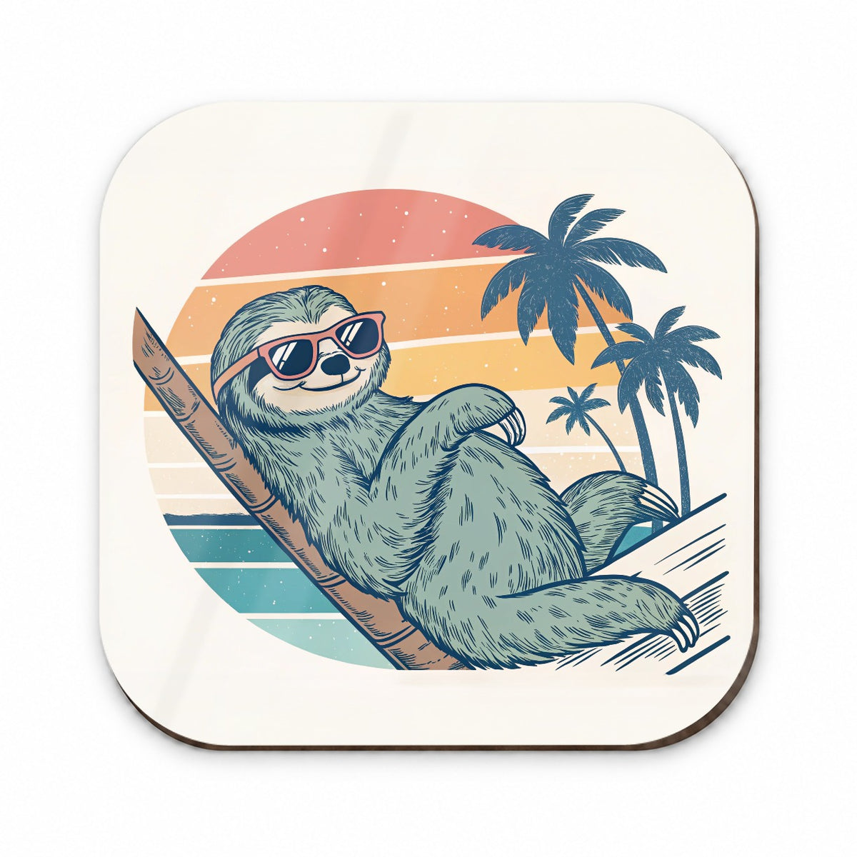 Cool Sloth Wearing Sunglasses Retro Illustration Fridge Magnet