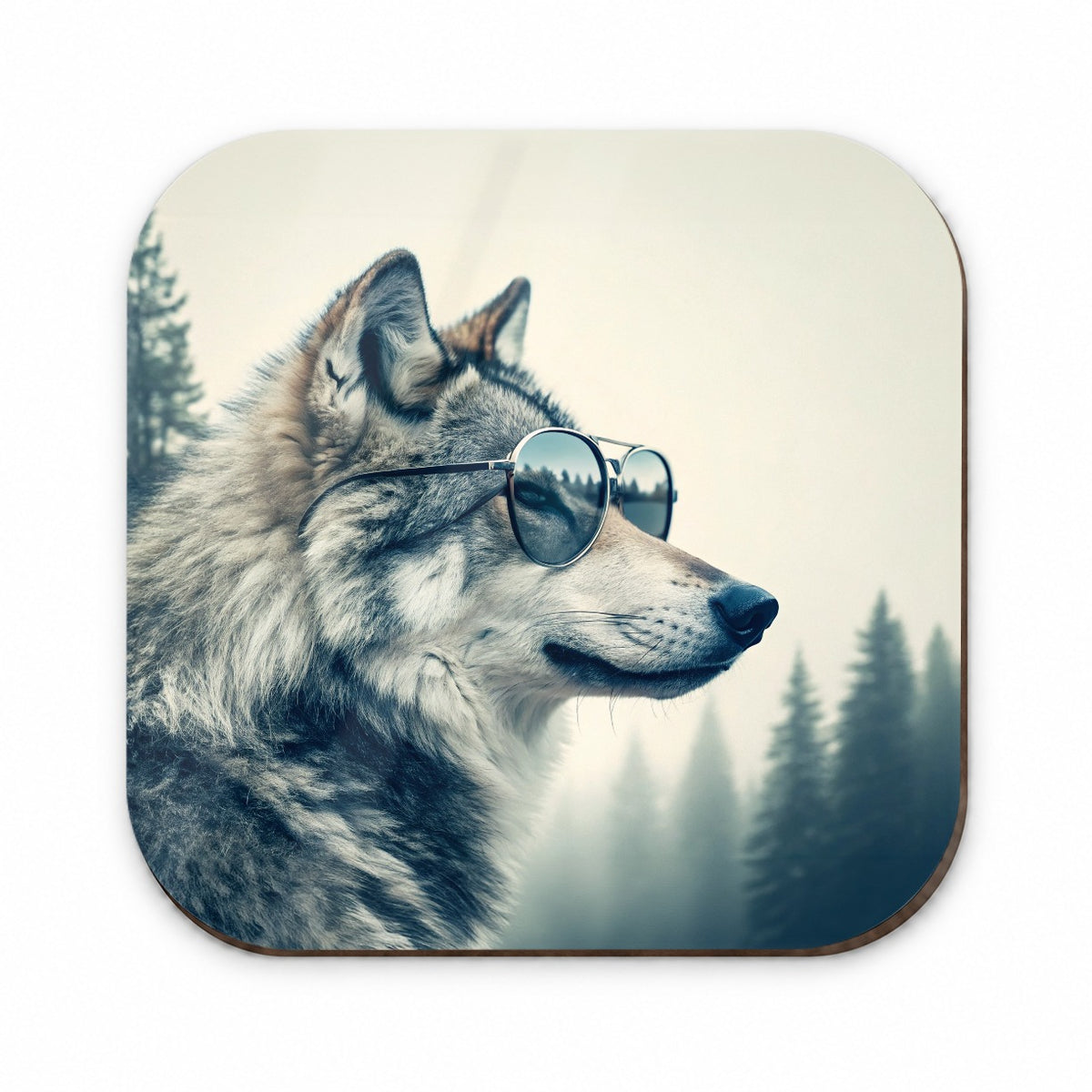 Cool Wolf Wearing Misty Woods Fridge Magnet