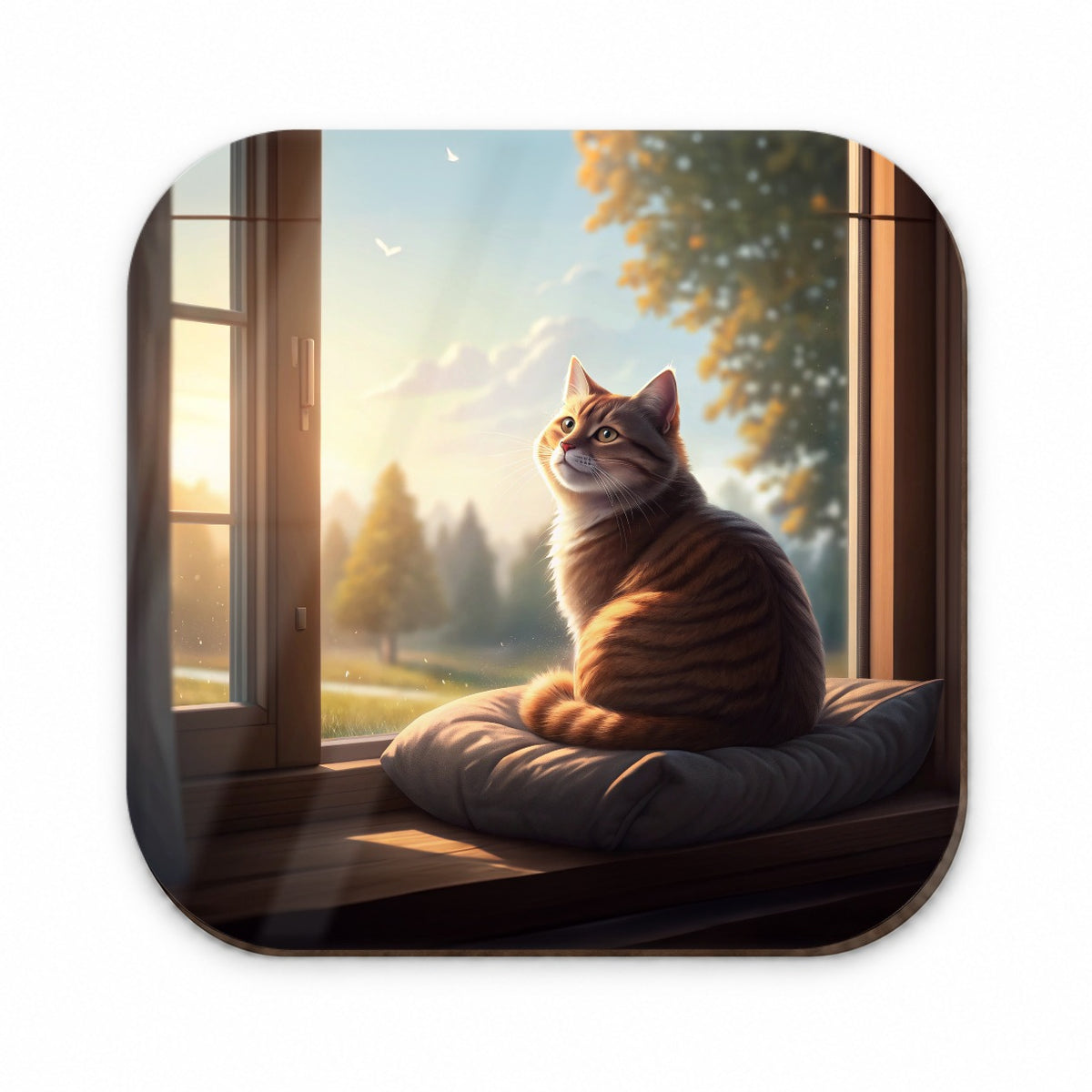 Cozy Cat In Window Fridge Magnet