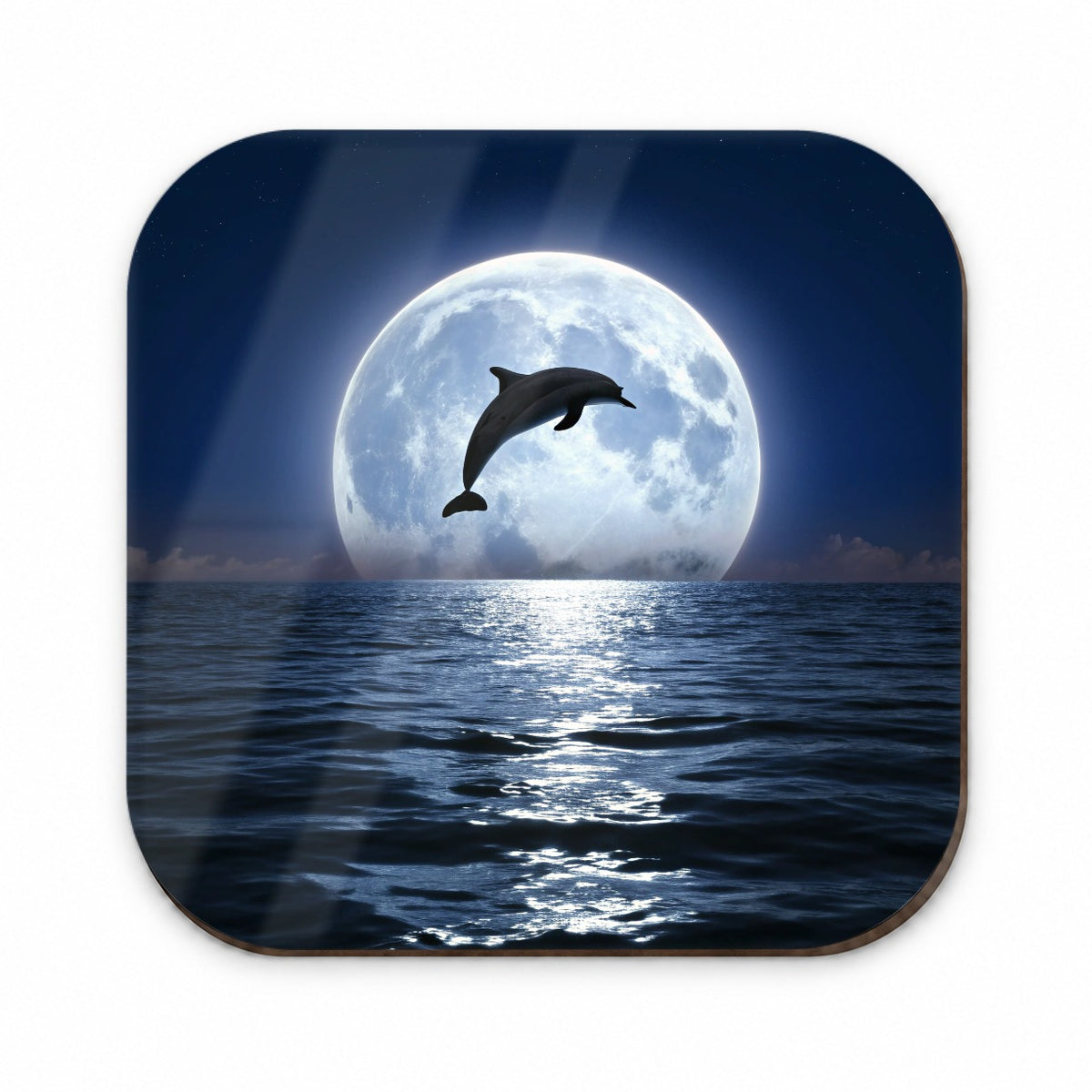 Dolphin Leaping Over Ocean Sea Full Moon Fridge Magnet