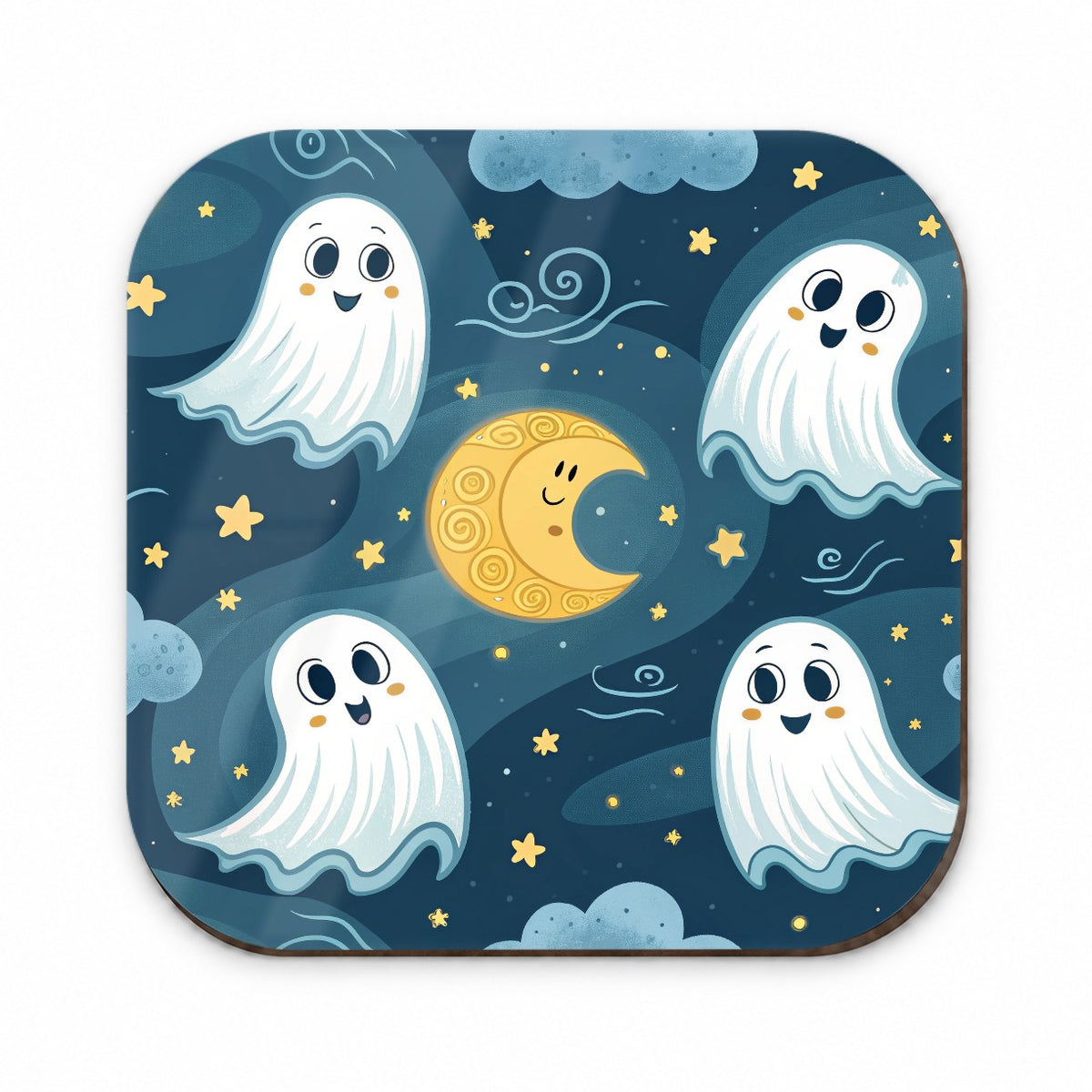 Ghosts Smiling Floating Night Sky Halloween Fridge Magnet