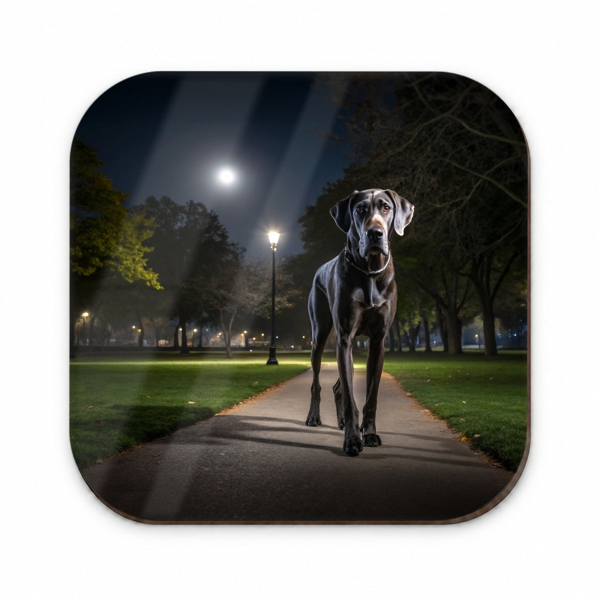 Great Dane In Park At Night Fridge Magnet