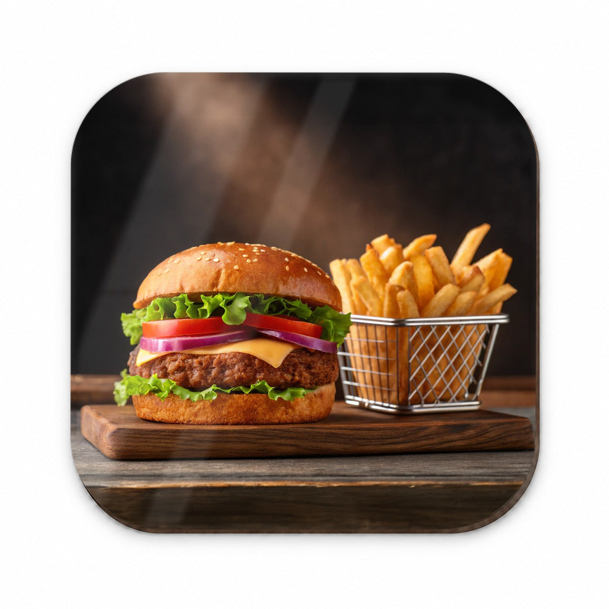 Hamburger And Fries Yummy Dinner Fridge Magnet