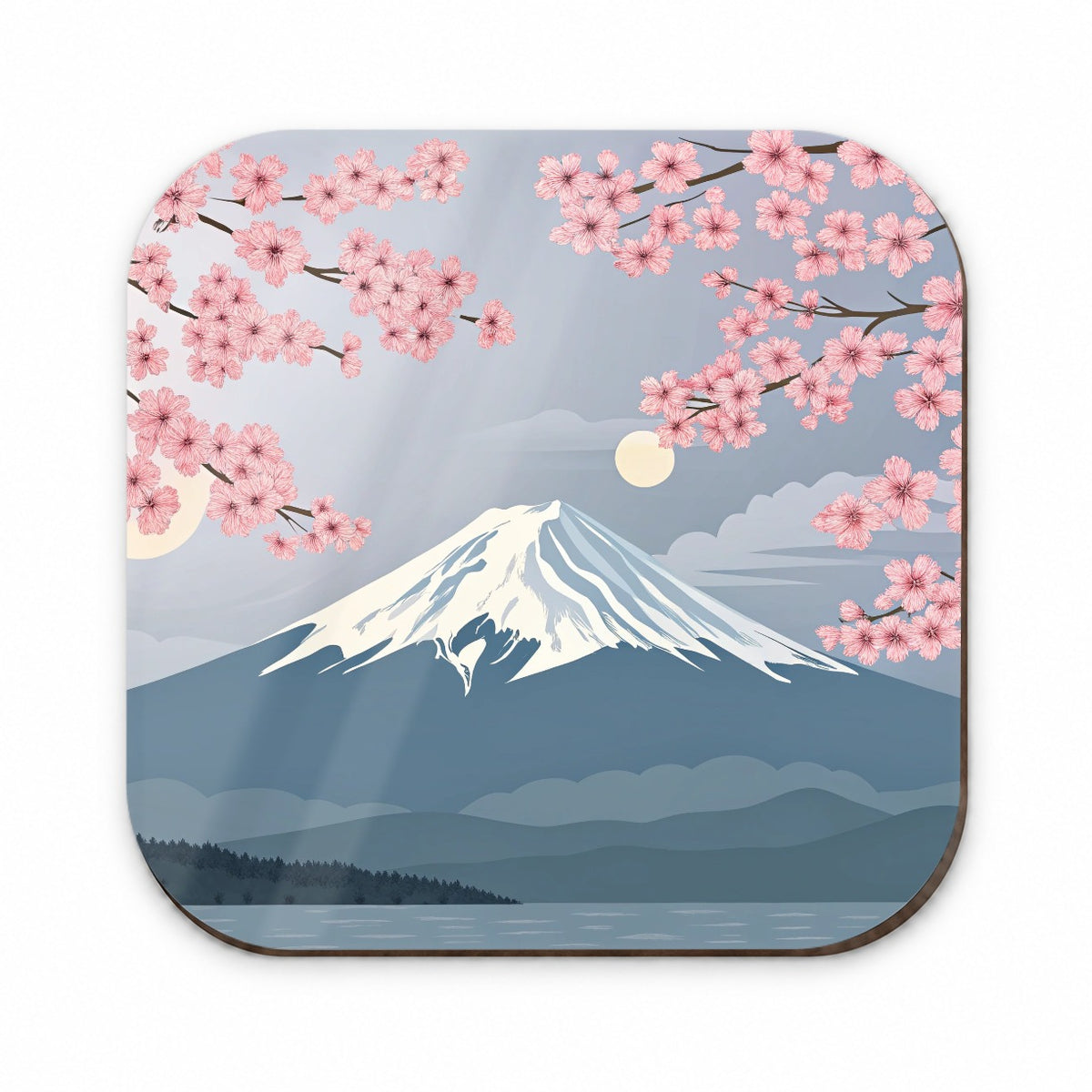 Mount Fuji Japan Drawing Cherry Blossoms Beautiful Fridge Magnet
