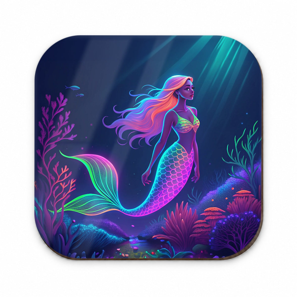 Neon Mermaid Ocean Fridge Magnet
