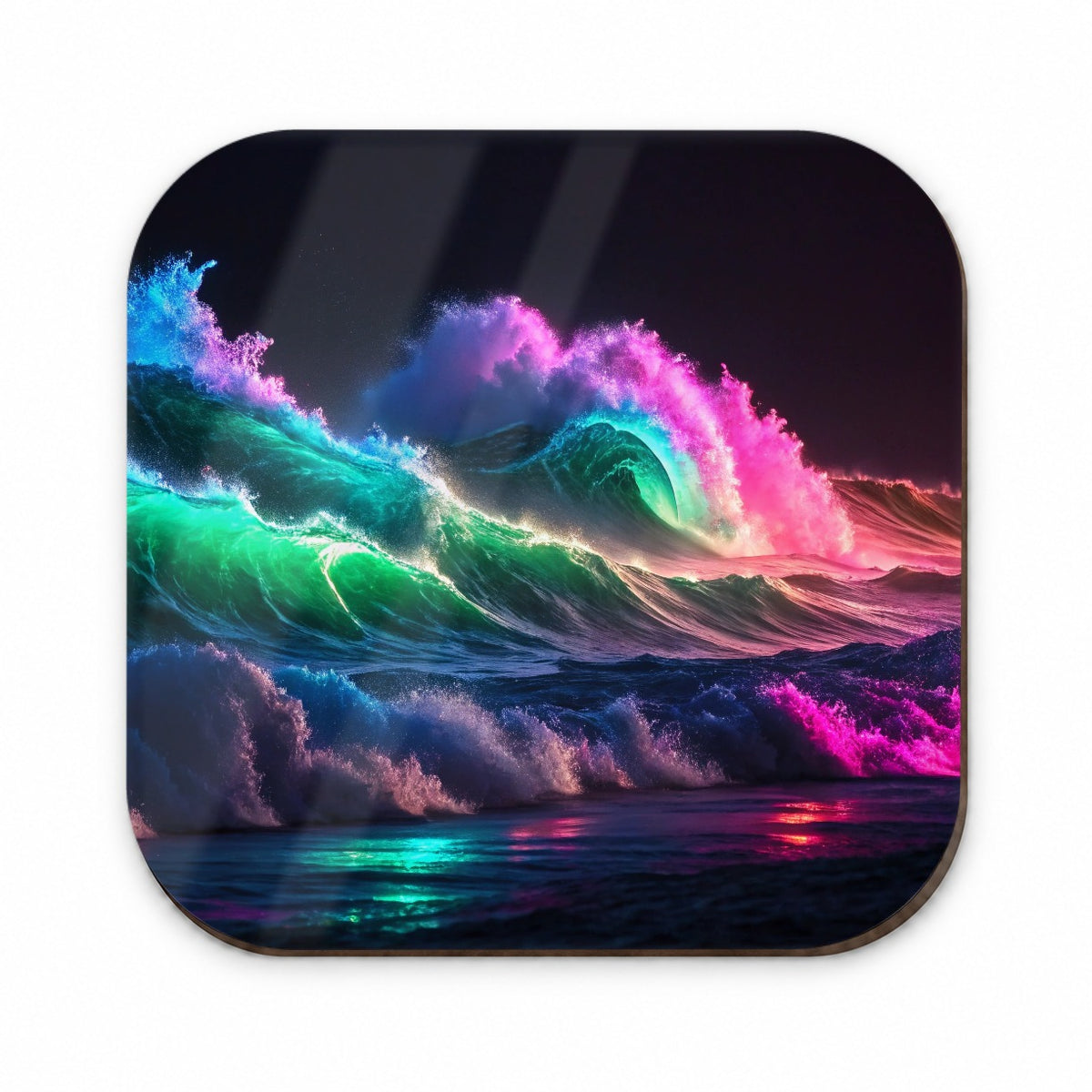 Neon Ocean Waves Beach Fridge Magnet