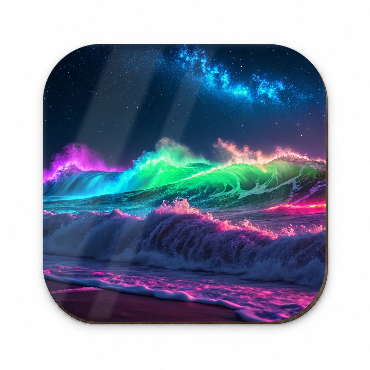 Neon Ocean Waves Night Fridge Magnet