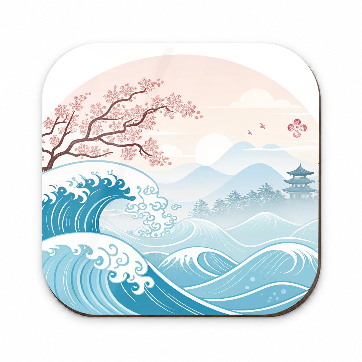 Ocean Waves Japanese Style Cherry Blossoms Fridge Magnet