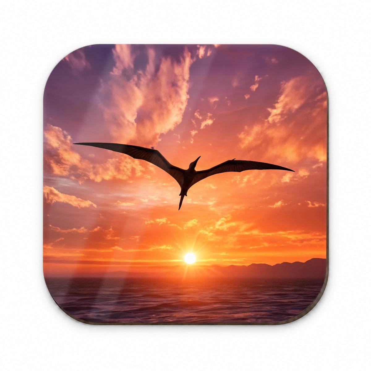 Pterodactylus Sunset Flying Dinosaur Fridge Magnet