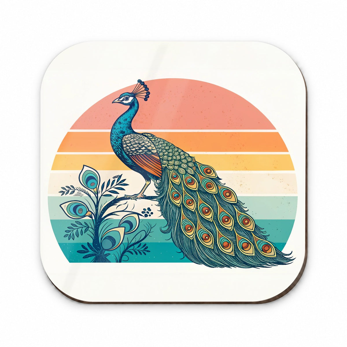 Retro Peacock Sun Fridge Magnet