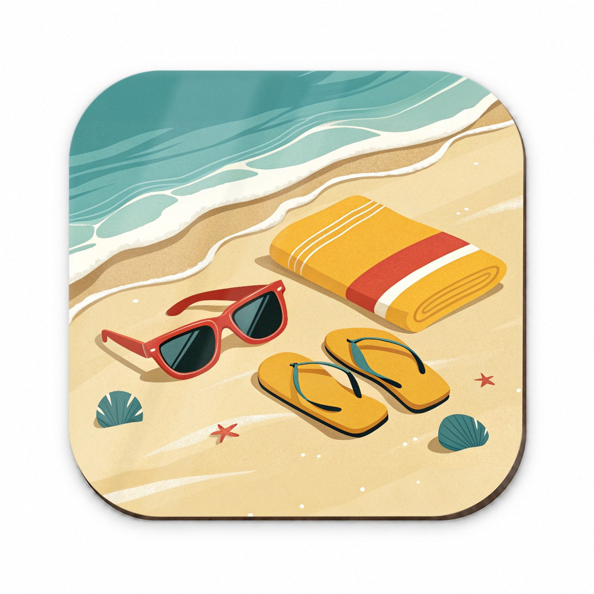 Retro Style Sunglasses Flip Flops Towel On Sandy Beach Fridge Magnet