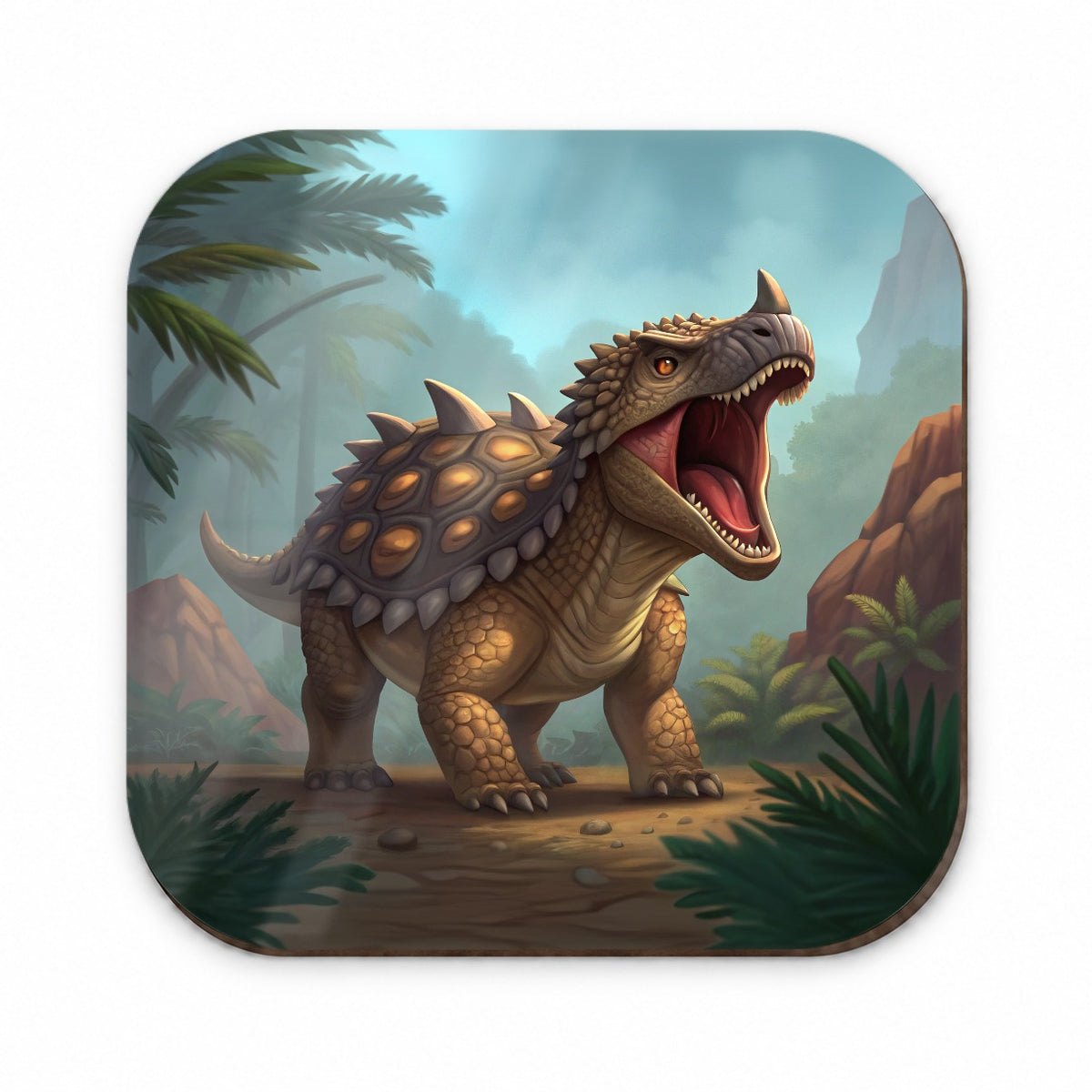 Roaring Ankylosaurus Dinosaur Mountains Fridge Magnet