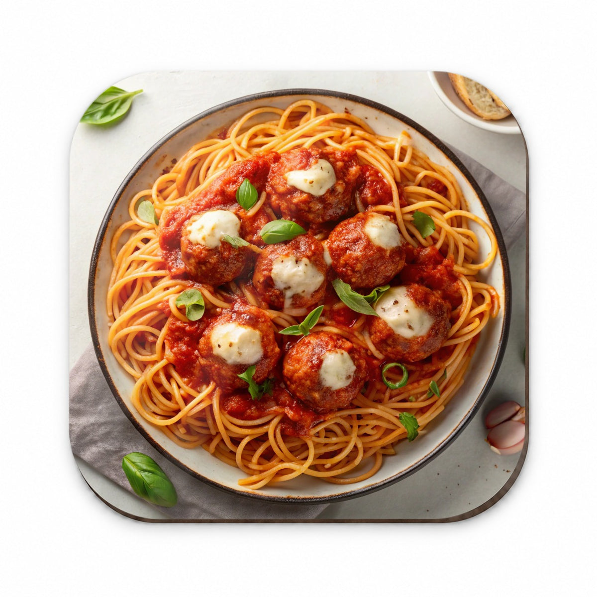 Spaghetti And Meatballs Top Down View Pasta Fridge Magnet