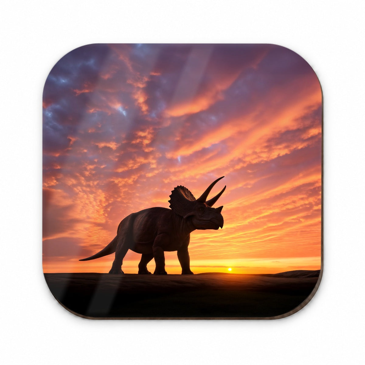 Triceratops Sunset Sunrise Dinosaur Fridge Magnet