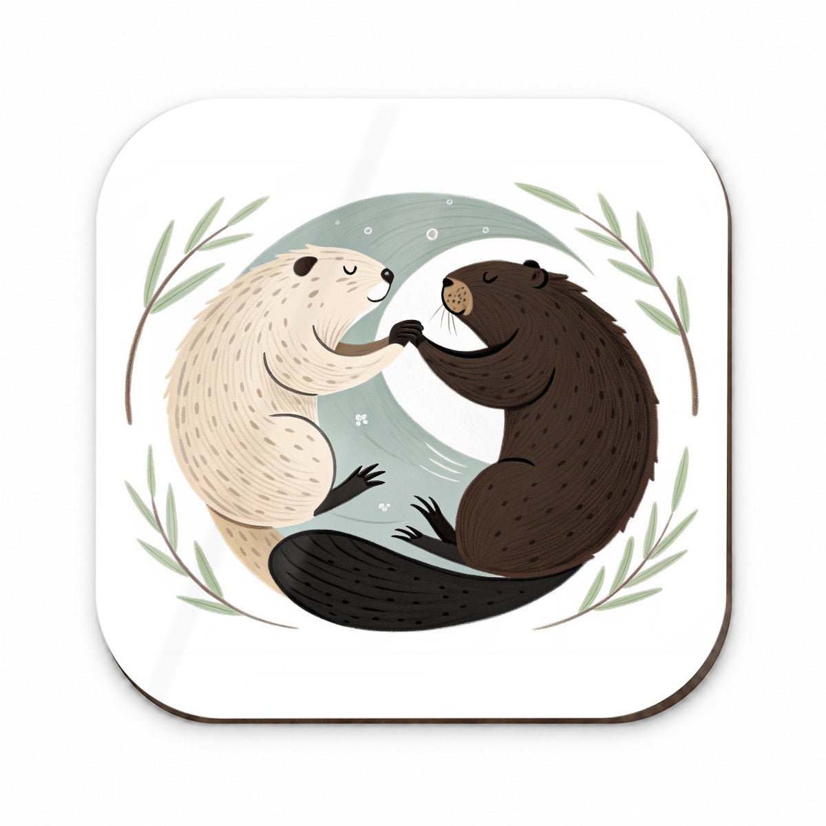 Two Beavers Yin Yang Fridge Magnet